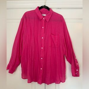 Women’s Sonoma Linene Bright Pink Casual Button Down Shirt